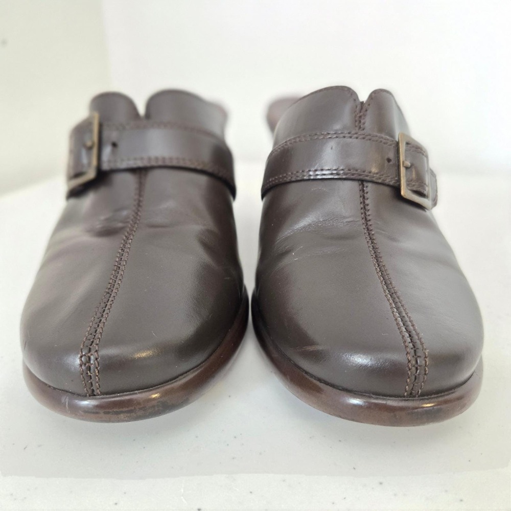 Vintage Y2K Naturalizer Minnie Brown Leather Buckle Mule Clogs Heels 9M Brazil - Picture 2 of 10